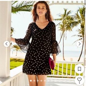 Lily Pulitzer Silk Black and Gold Dress Sz 4